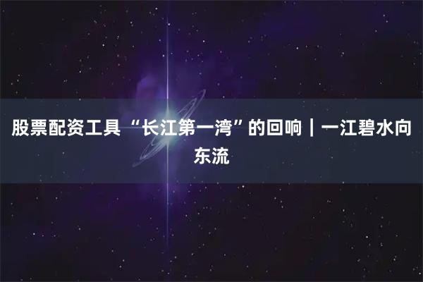 股票配资工具 “长江第一湾”的回响｜一江碧水向东流