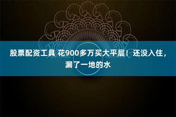 股票配资工具 花900多万买大平层！还没入住，漏了一地的水